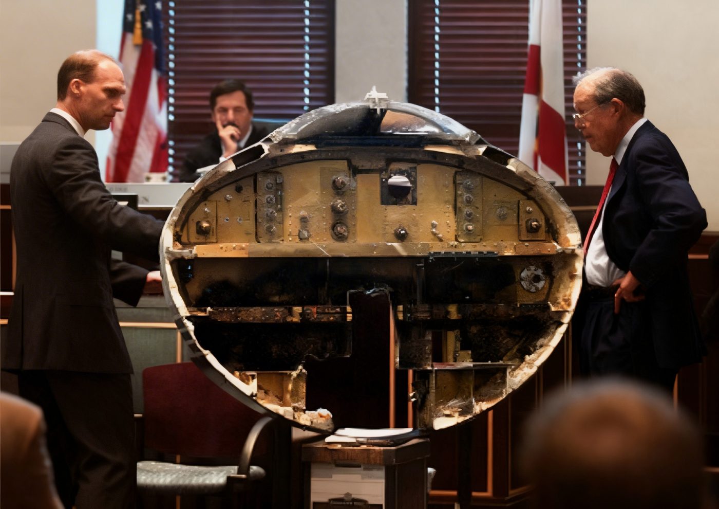 Daniel D. Barks presenting aircraft evidence in court